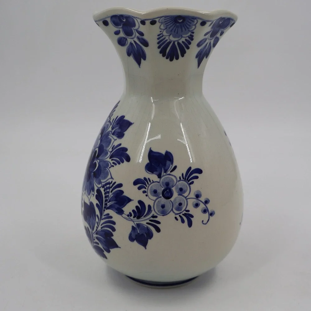 Royal Delft Floral Vase Unisex OS Blue White Hand Painted Holland 5532/23